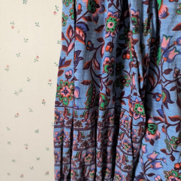 Boden Top Size 6 Blue Paisley Floral Mixed Prints Button-Up Bobble Trim Cotton - Picture 8 of 16